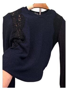Lara Knit Lightweight Lace Shoulders Black Summer Sweater Long Sleeve Breathable
